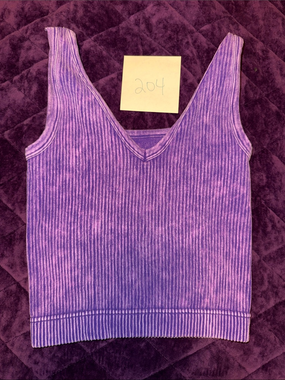 Zenana Outfitters Purple Ribbed cropped V-Neck Tank